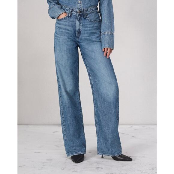 Rag & Bone Women's Featherweight Logan Wide-Leg Jeans River Blue Size 28 NWT - Picture 2 of 14